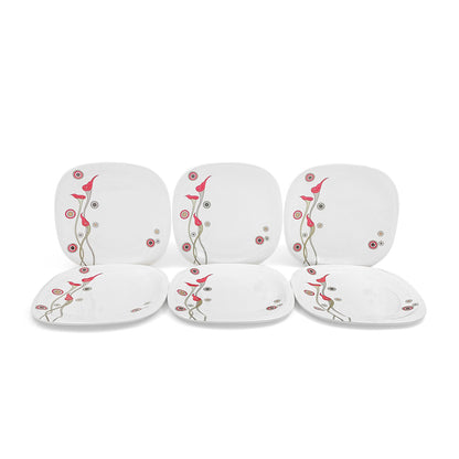 SUPERWARE | Pure Melamine | Buffet Plate Set – Flamingo Flower (12.5”) | 6 Nos.  | Stain Free, Glazed Finish