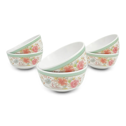 SUPERWARE | Pure Melamine | Bowl Set - Floris 4" | 6 Nos. | Stain Free, Glazed Finish
