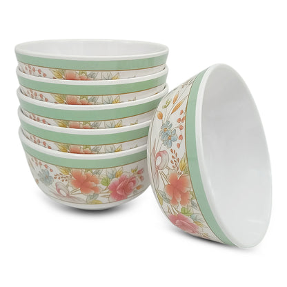 SUPERWARE | Pure Melamine | Bowl Set - Floris 4" | 6 Nos. | Stain Free, Glazed Finish