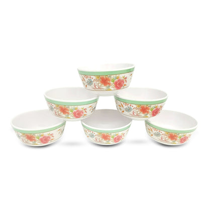 SUPERWARE | Pure Melamine | Bowl Set - Floris 4" | 6 Nos. | Stain Free, Glazed Finish