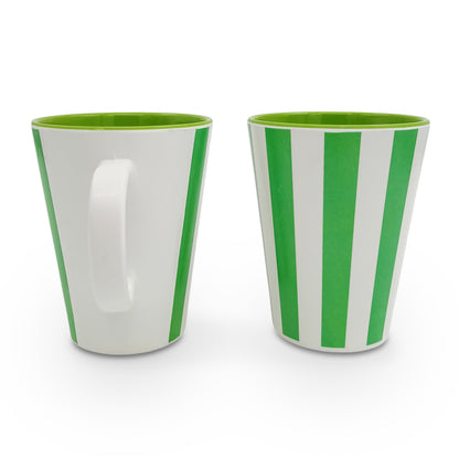 SUPERWARE | Pure melamine | Coffee Mug - VERTILINE FOREST GREEN 3.5" | Two Tone | Set of 2 Stain Free, Glazed Finish