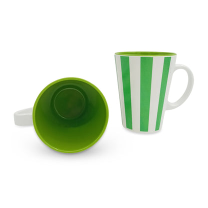 SUPERWARE | Pure melamine | Coffee Mug - VERTILINE FOREST GREEN 3.5" | Two Tone | Set of 2 Stain Free, Glazed Finish