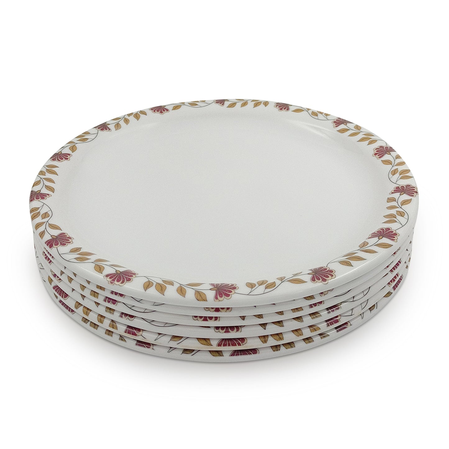 SUPERWARE | Pure Melamine | Buffet Plate Set – Garden Flower (12.5”) | 6 Nos. | Stain Free, Glazed Finish