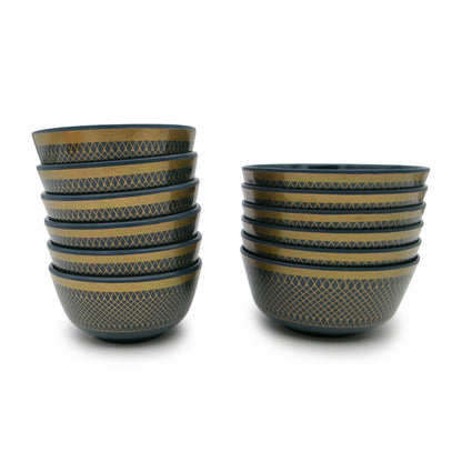 SUPERWARE | Pure Melamine | Dinner Set - Golden Glory Navy Blue | Set Of 31 Pcs. | Stain Free, Glazed Finish