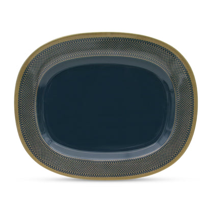 SUPERWARE | Pure Melamine | Dinner Set - Golden Glory Navy Blue | Set Of 40 Pcs. | Stain Free, Glazed Finish