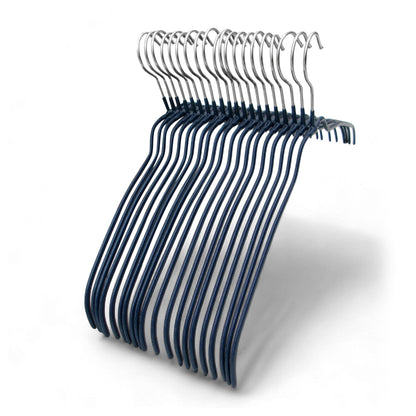 MAWA | Made in Germany | Metal Hanger Set | Shirt Hanger | Silhouette 42/FT | Collar Shape | Non-Slip Coating | 360° Rotatable Swivel Hook | Space Saver | 20 Pieces