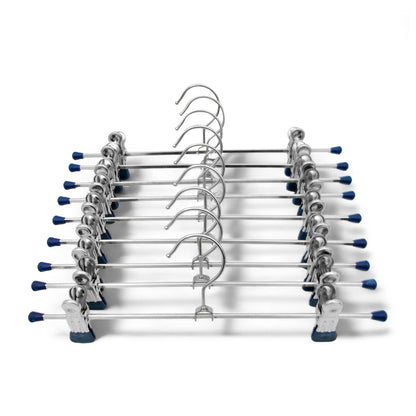MAWA | Made in Germany | Metal Hanger Set | Trouser Hanger | Clip K 30/D | Two Adjustable MAWA Clips | 360° Rotatable Swivel Hook | Space Saver | 10 Pieces