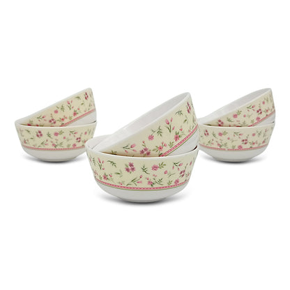 SUPERWARE | Pure Melamine | Soup Bowl Set - Rose Garden (4.5") | 6 Nos.| Stain Free, Glazed Finish