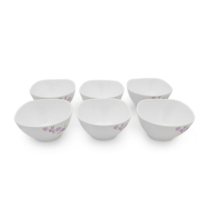 SUPERWARE | Pure Melamine | Bowl Set - Lilac Flower 4" | 6 Nos. | Stain Free, Glazed Finish