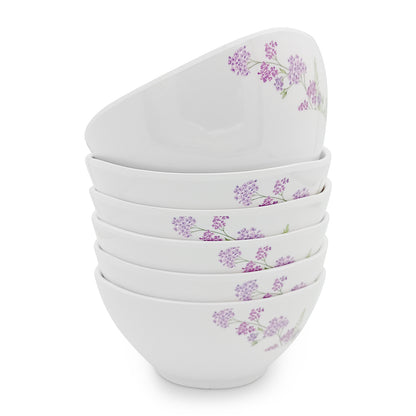 SUPERWARE | Pure Melamine | Bowl Set - Lilac Flower 4" | 6 Nos. | Stain Free, Glazed Finish