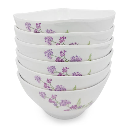 SUPERWARE | Pure Melamine | Bowl Set - Lilac Flower 4" | 6 Nos. | Stain Free, Glazed Finish