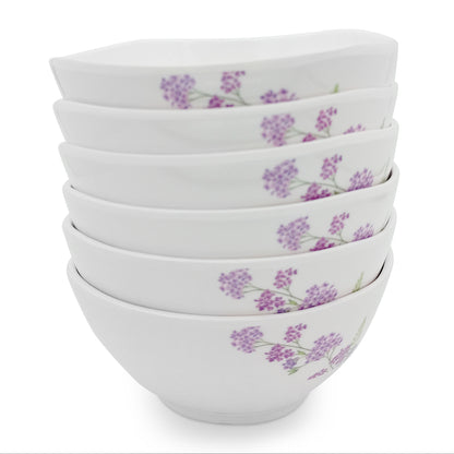 SUPERWARE | Pure Melamine | Bowl Set - Lilac Flower 4" | 6 Nos. | Stain Free, Glazed Finish
