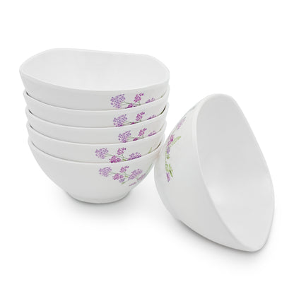 SUPERWARE | Pure Melamine | Bowl Set - Lilac Flower 4" | 6 Nos. | Stain Free, Glazed Finish