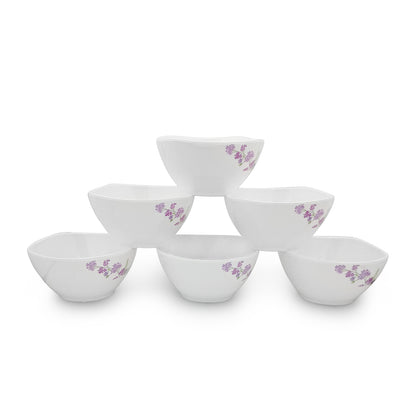 SUPERWARE | Pure Melamine | Bowl Set - Lilac Flower 4" | 6 Nos. | Stain Free, Glazed Finish
