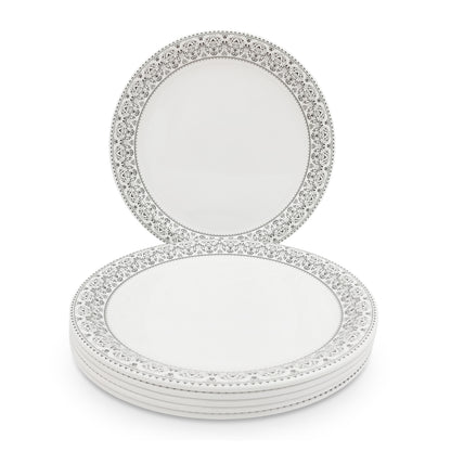 SUPERWARE | Pure Melamine | Dinner plate Set - MANILA GREY (11.0") | 6 Nos. | Stain Free, Glazed Finish