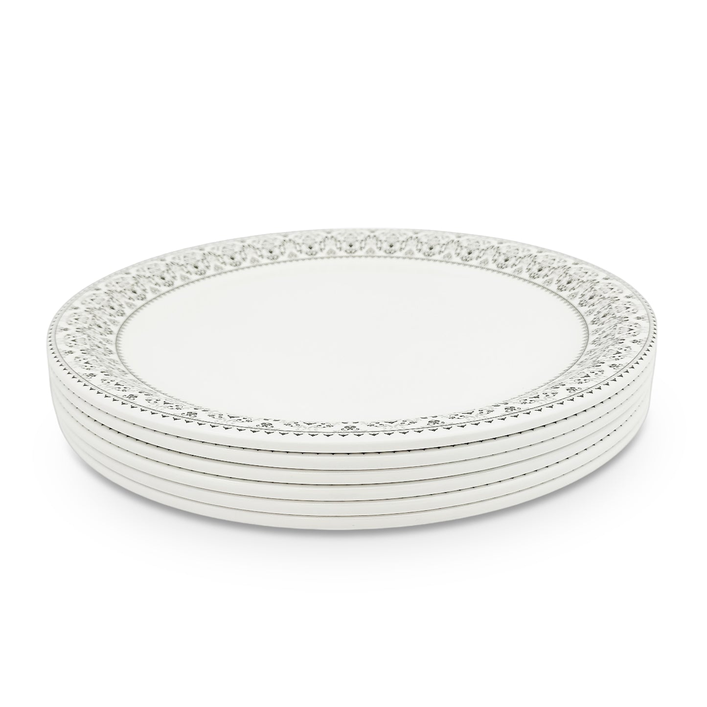 SUPERWARE | Pure Melamine | Dinner plate Set - MANILA GREY (11.0") | 6 Nos. | Stain Free, Glazed Finish