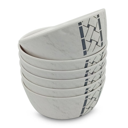SUPERWARE | Pure Melamine | Bowl Set - Marbo Stitch 4" | 6 Nos. | Stain Free, Glazed Finish