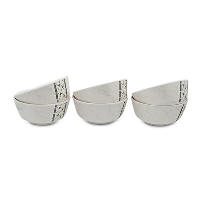 SUPERWARE | Pure Melamine | Bowl Set - Marbo Stitch 4" | 6 Nos. | Stain Free, Glazed Finish