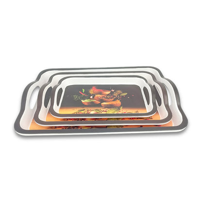 SUPERWARE | Pure Melamine | Matrix Tray Set - Zest | Set Of 3 Pcs.| Stain Free, Glazed Finish
