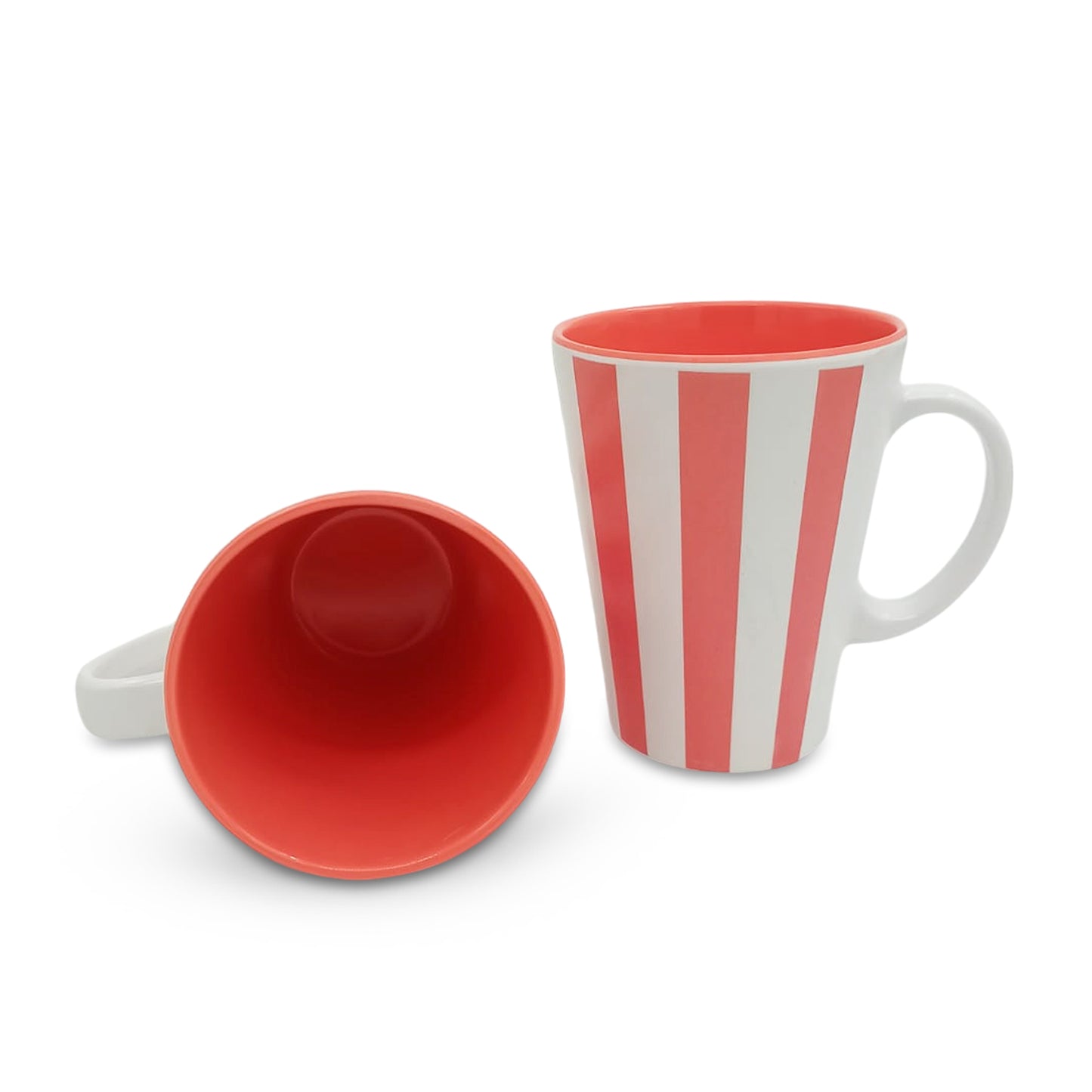 SUPERWARE | Pure melamine | Coffee Mug - VERTILINE PEACH 3.5" | Two Tone | Set of 2 Stain Free, Glazed Finish
