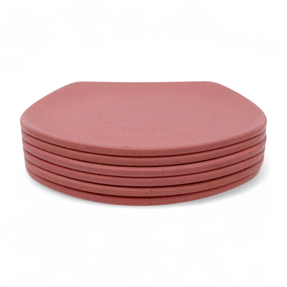 SUPERWARE | Pure Melamine | Square Dinner Plate Set - Pink Sand (11.0") | 6 Nos.| Stain Free, Glazed Finish