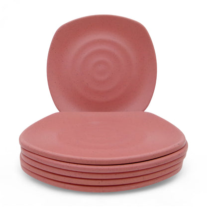 SUPERWARE | Pure Melamine | Square Dinner Plate Set - Pink Sand (11.0") | 6 Nos.| Stain Free, Glazed Finish