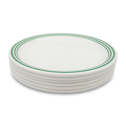 SUPERWARE | Pure melamine | Small Plate Set - Green Lines (7.5") | 6 Nos. | Stain Free, Glazed Finish