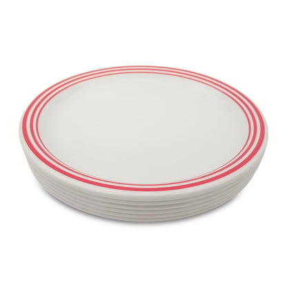 SUPERWARE | Pure melamine | Small Plate Set - Red Lines (7.5") | 6 Nos. | Stain Free, Glazed Finish