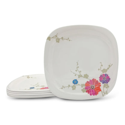 SUPERWARE | Pure Melamine | Dinner Plate Set – Barbeto Daisy (11.0") | 6 Nos. | Stain Free, Glazed Finish