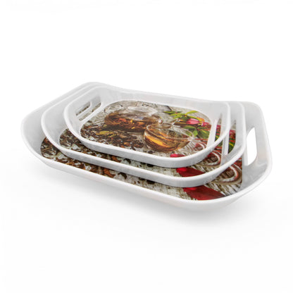 SUPERWARE | Pure Melamine | Rando Tray Set - Herb Tea | Set Of 3 Pcs.| Stain Free, Glazed Finish