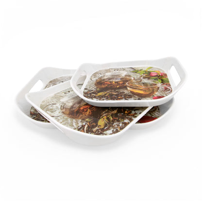 SUPERWARE | Pure Melamine | Rando Tray Set - Herb Tea | Set Of 3 Pcs.| Stain Free, Glazed Finish