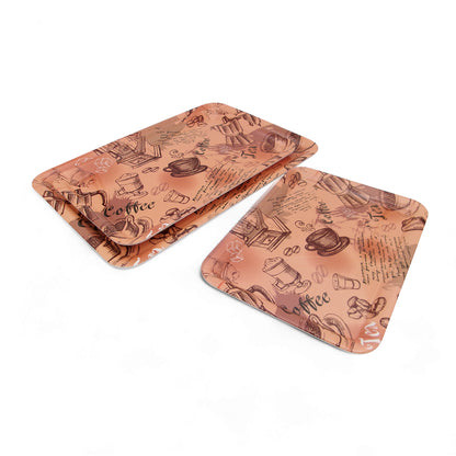 SUPERWARE | Pure Melamine | Retro Tray Set - Coffee House | Set Of 3 Pcs.| Stain Free, Glazed Finish