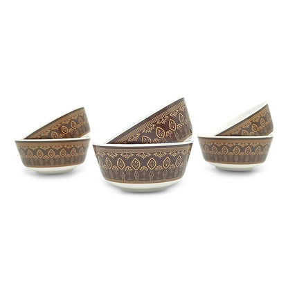 SUPERWARE | Pure Melamine | Bowl Set - Royal Golden Brown 4" | 6 Nos. | Stain Free, Glazed Finish