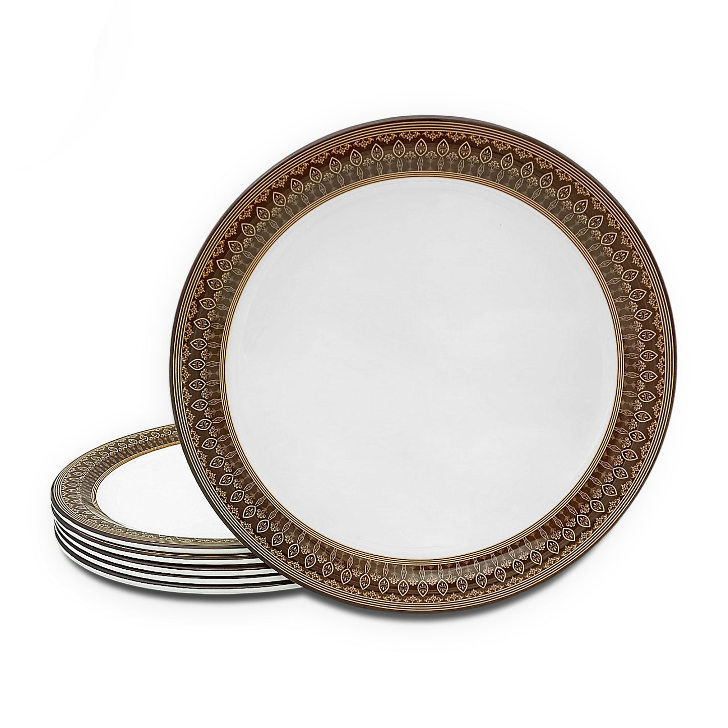 SUPERWARE | Pure Melamine | Buffet Plate Set –  Royal Golden Brown (12.5”) | 6 Nos. | Stain Free, Glazed Finish
