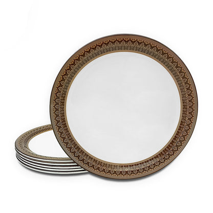 SUPERWARE | Pure Melamine | Buffet Plate Set –  Royal Golden Brown (12.5”) | 6 Nos. | Stain Free, Glazed Finish