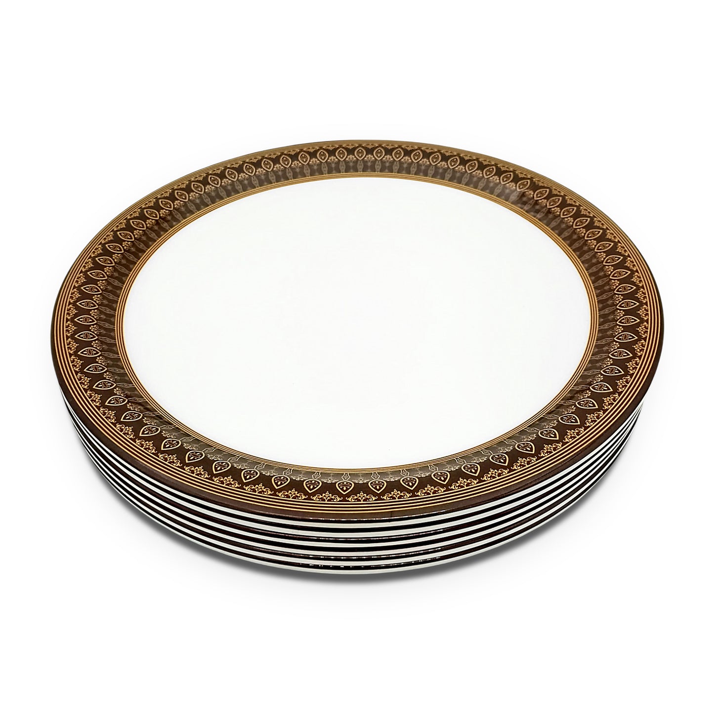 SUPERWARE | Pure Melamine | Buffet Plate Set –  Royal Golden Brown (12.5”) | 6 Nos. | Stain Free, Glazed Finish