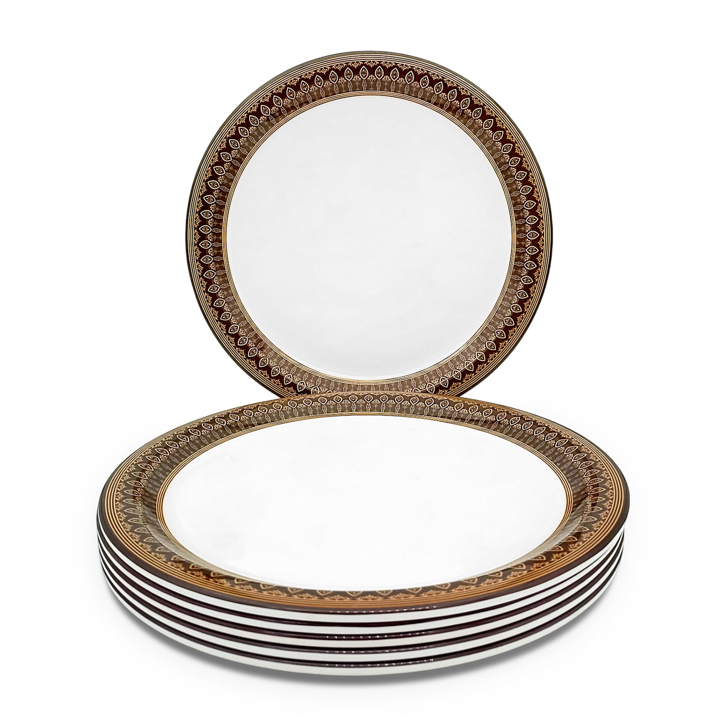 SUPERWARE | Pure Melamine | Buffet Plate Set –  Royal Golden Brown (12.5”) | 6 Nos. | Stain Free, Glazed Finish