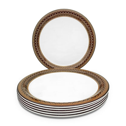 SUPERWARE | Pure Melamine | Buffet Plate Set –  Royal Golden Brown (12.5”) | 6 Nos. | Stain Free, Glazed Finish