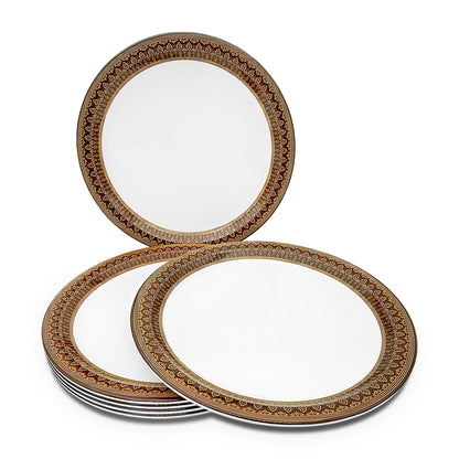 SUPERWARE | Pure Melamine | Buffet Plate Set –  Royal Golden Brown (12.5”) | 6 Nos. | Stain Free, Glazed Finish