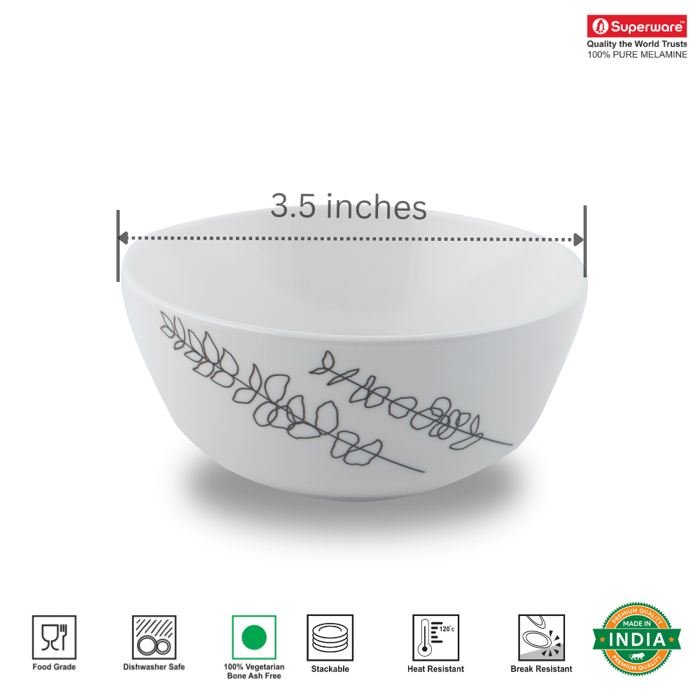 SUPERWARE | Pure Melamine | Katori Set - Breeze (3.5") | 6 Nos.| Stain Free, Glazed Finish