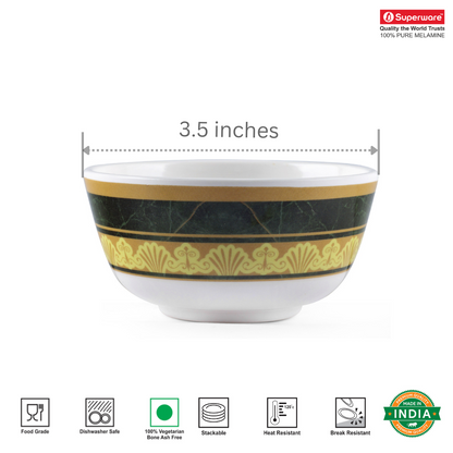 SUPERWARE | Pure Melamine | Katori Set - MAJESTIC (3.5")| 6 Nos.| Stain Free, Glazed Finish