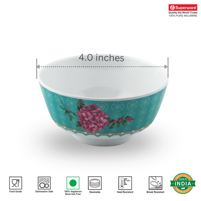 SUPERWARE | Pure Melamine | Bowl Set - Olender 4" | 6 Nos. | Stain Free, Glazed Finish