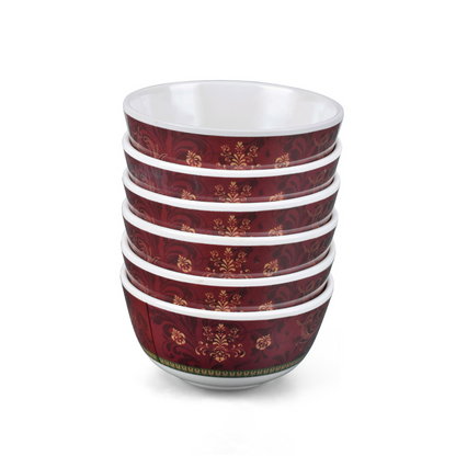 SUPERWARE | Pure Melamine | Katori Set - ORNAMENTAL (3.5") | 6 Nos. | Stain Free, Glazed Finish