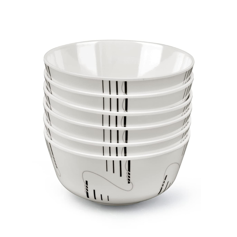 SUPERWARE | Pure Melamine | Katori Set - STRIP & ROPES (3.5 ") | 6 Nos. | Stain Free, Glazed Finish