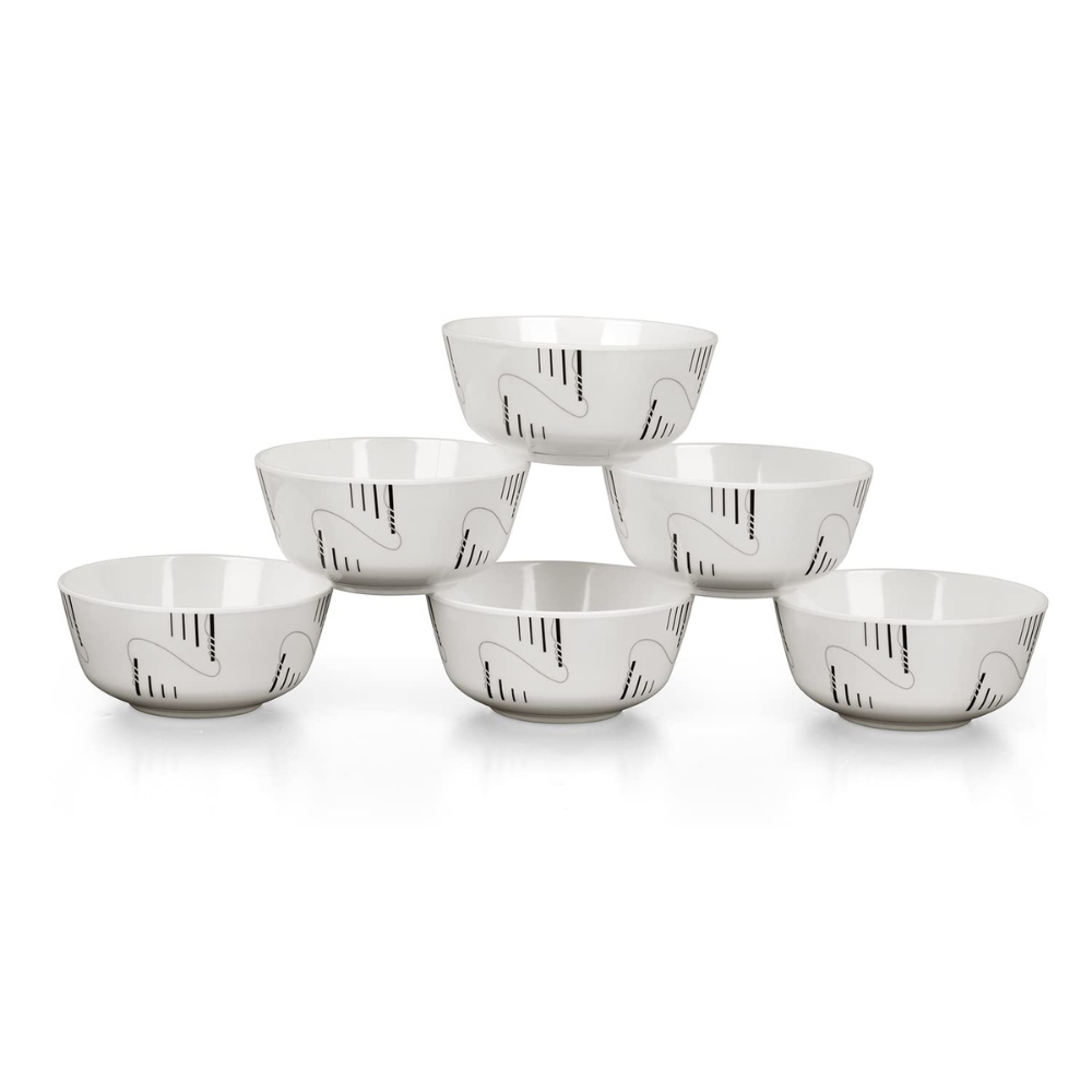 SUPERWARE | Pure Melamine | Katori Set - STRIP & ROPES (3.5 ") | 6 Nos. | Stain Free, Glazed Finish