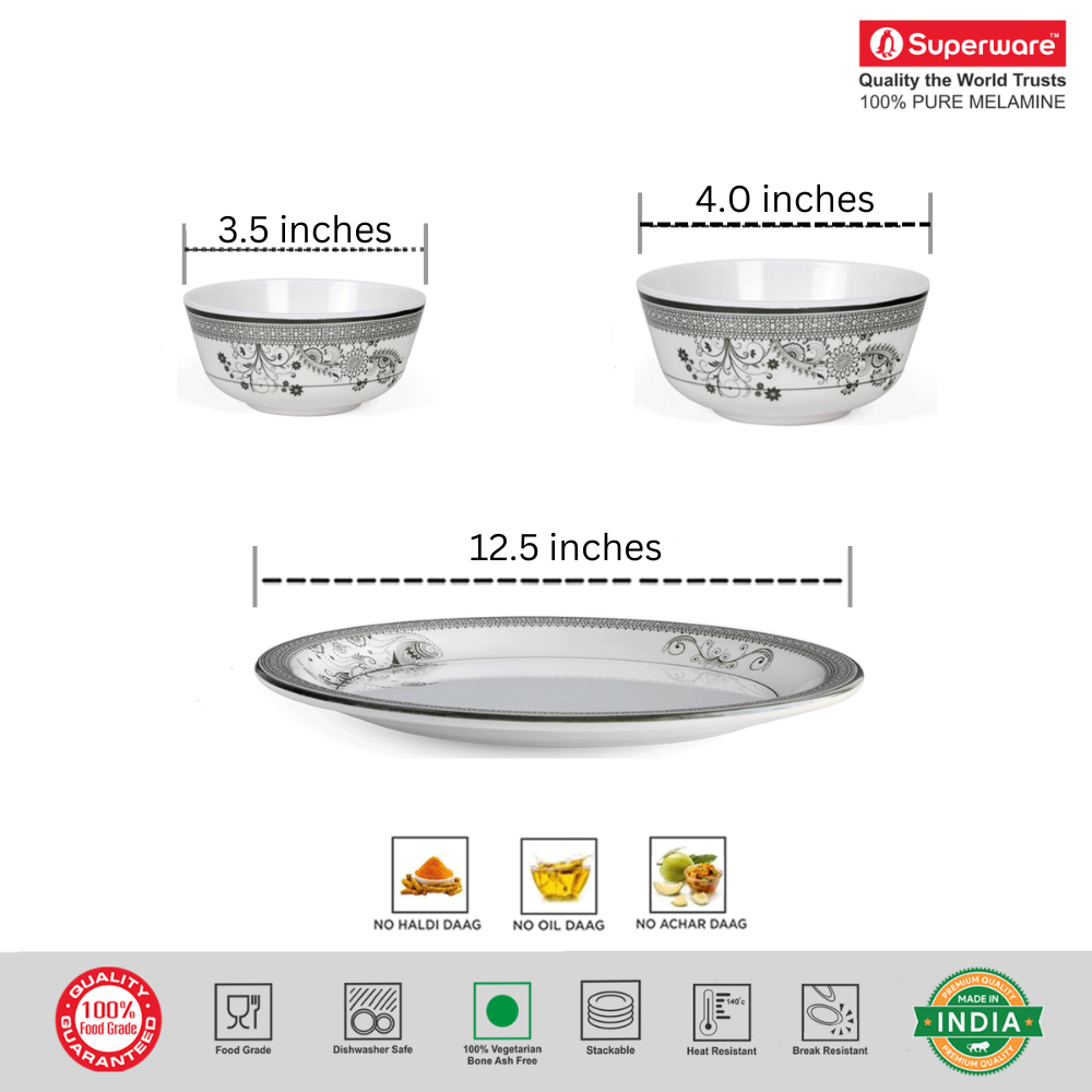 SUPERWARE, Buffet Set - SILVER LACE | Set Of 18 Pcs.