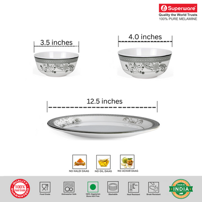 SUPERWARE, Buffet Set - SILVER LACE | Set Of 18 Pcs.