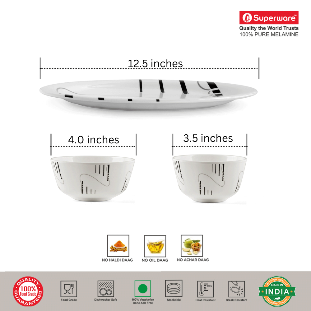 SUPERWARE, Buffet Set - STRIP & ROPES | Set Of 18 Pcs.