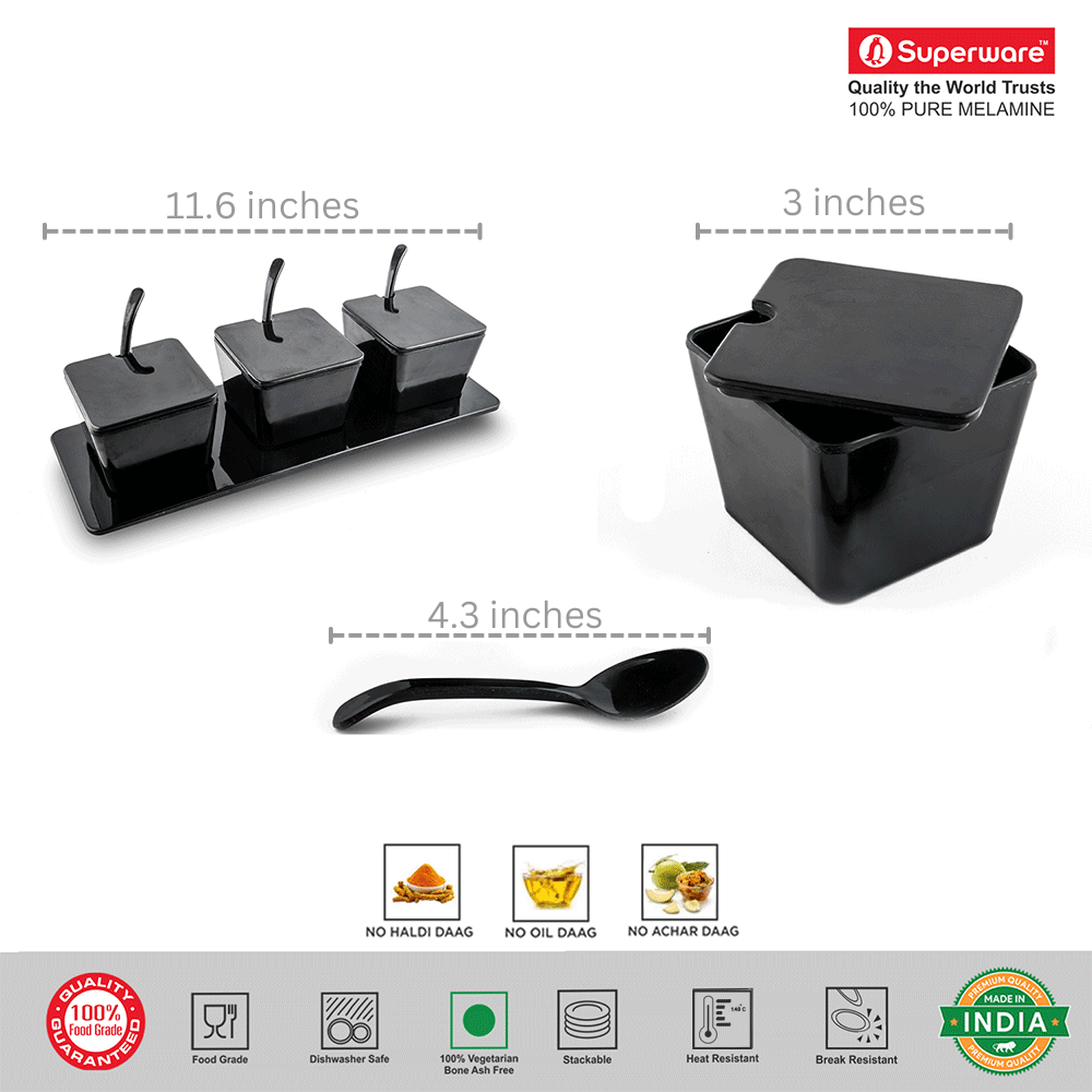 SUPERWARE | Pure Melamine | Condiment Set | Set of 10 Pcs.| Stain Free, Glazed Finish