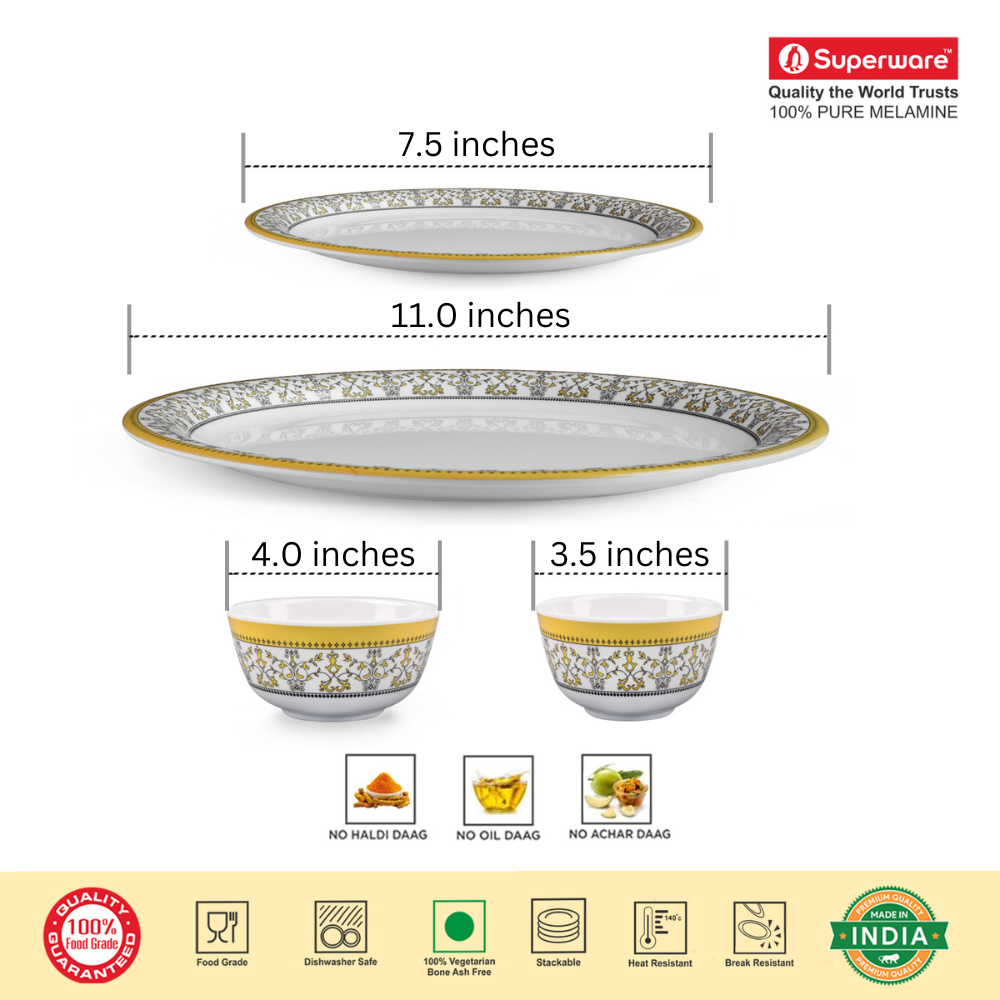 SUPERWARE, Dinner Set - FORGETMENOT | Set Of 24 Pcs.